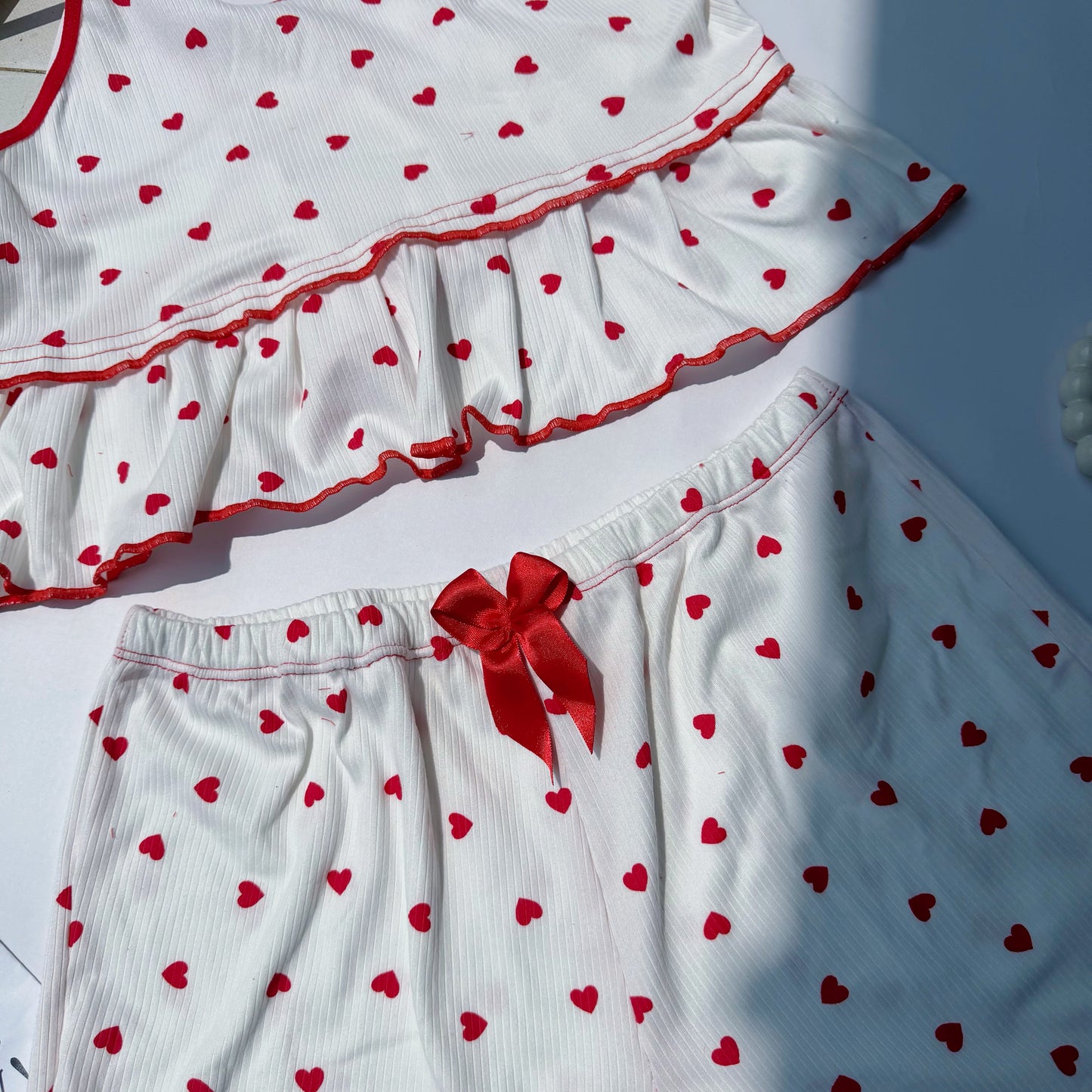 Pijama Daphne corazones rojo