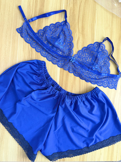 Pijama encaje Azul Rey