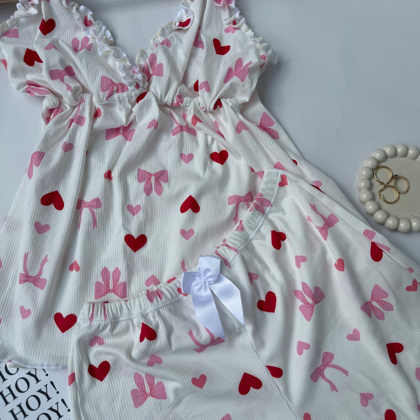 Pijama Duquesa moños con corazones