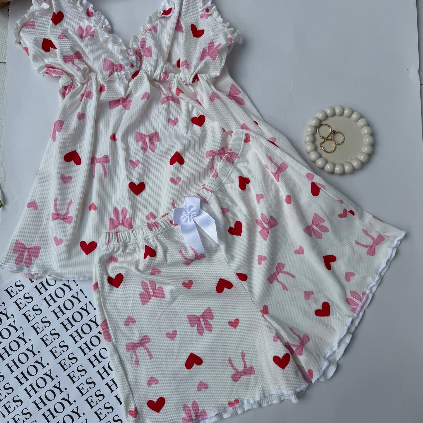 Pijama Duquesa moños con corazones