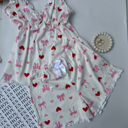 Pijama Duquesa moños con corazones