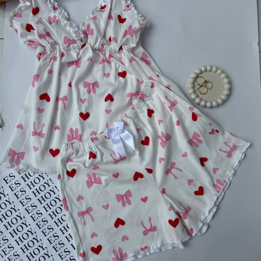 Pijama Duquesa moños con corazones